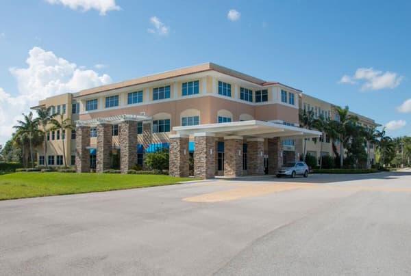 Wide exterior view of the office building