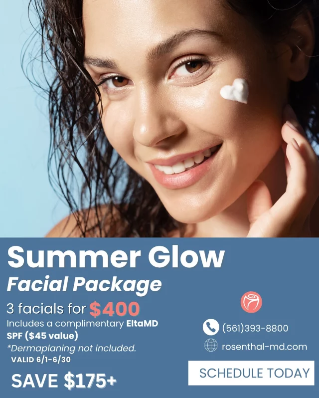 🔥 Still sweating it out this summer? Let’s fix that. 

It’s not too late to take advantage of our June Specials at #RosenthalCosmeticAndPlasticSurgery:

💉 Botox for Hyperhidrosis – $695
Say goodbye to sweaty underarms with 100 units of Botox at just $6.95/unit. (Reg. $1,000 – Save $305!) Feel dry, confident, and carefree in every outfit this summer.

🌿 Summer Glow Facial Package with Violeta – $400
Get 3 customized facials (Reg. $525) + a FREE EltaMD SPF ($45 value). Glow now, protect later. *Dermaplaning not included.

Summer skin starts with expert care. Tap the link in bio to book your spot!

#RosenthalCosmeticAndPlasticSurgery #HyperhidrosisRelief #BotoxForSweat #SummerSkincareGoals #FacialPackage #GlowingSkinClub #EltaMD #WestPalmBeauty #MedicalSpaSpecials #SummerConfidence #GlowySkinVibes #JuneSkinSpecials #FeelFreshLookFlawless #NoMoreSweat #RadiantSkinStartsHere
