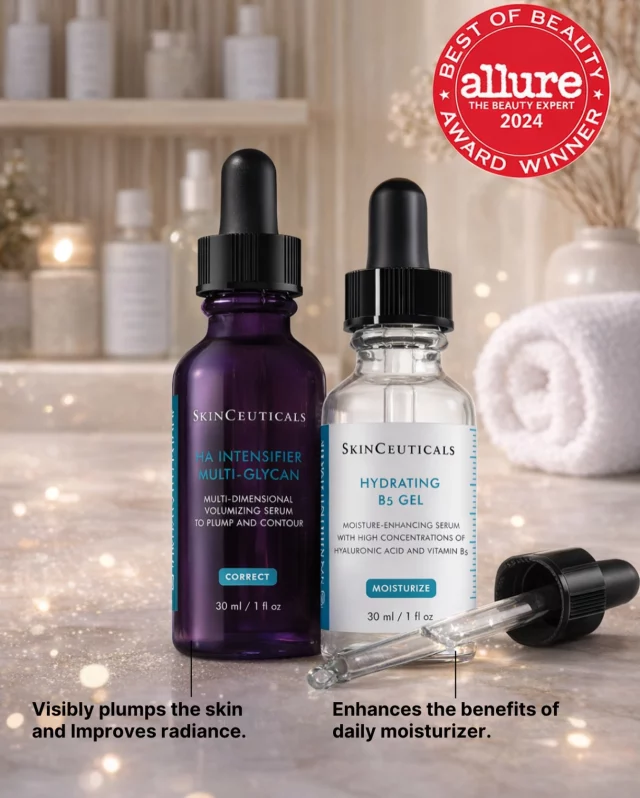 The perfect pair for hydrated, radiant skin! ✨

This month, we’re loving the SkinCeuticals HA Intensifier + Hydrating B5 Gel for their ability to visibly plump the skin, boost hydration, and enhance the effectiveness of your daily moisturizer.

✨ HA Intensifier helps improve radiance and skin fullness ✨ Hydrating B5 Gel delivers lightweight hydration and supports a healthy skin barrier

Together, they’re the ideal at-home pairing to maintain results from your facials and keep skin looking smooth, refreshed, and glowing all winter long. Ask our team if this duo is right for your skin goals at your next visit.

#RosenthalCosmeticAndPlasticSurgery #SkinCeuticals #MedicalGradeSkincare #HydratedSkin #SkinHealth